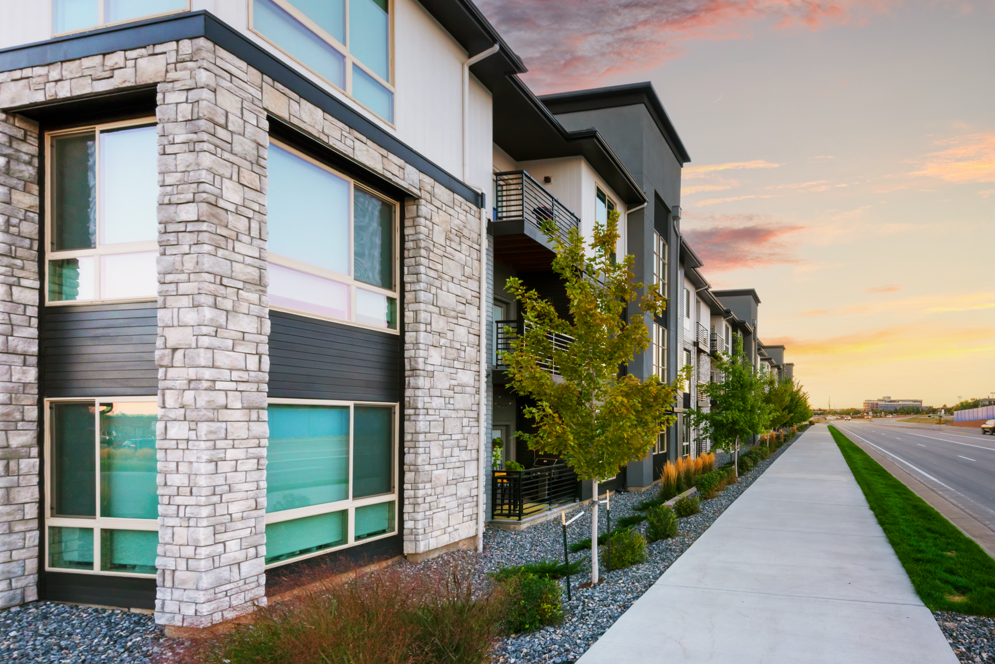 Cobble veneer on apartment