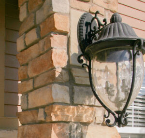stone light plaque on home