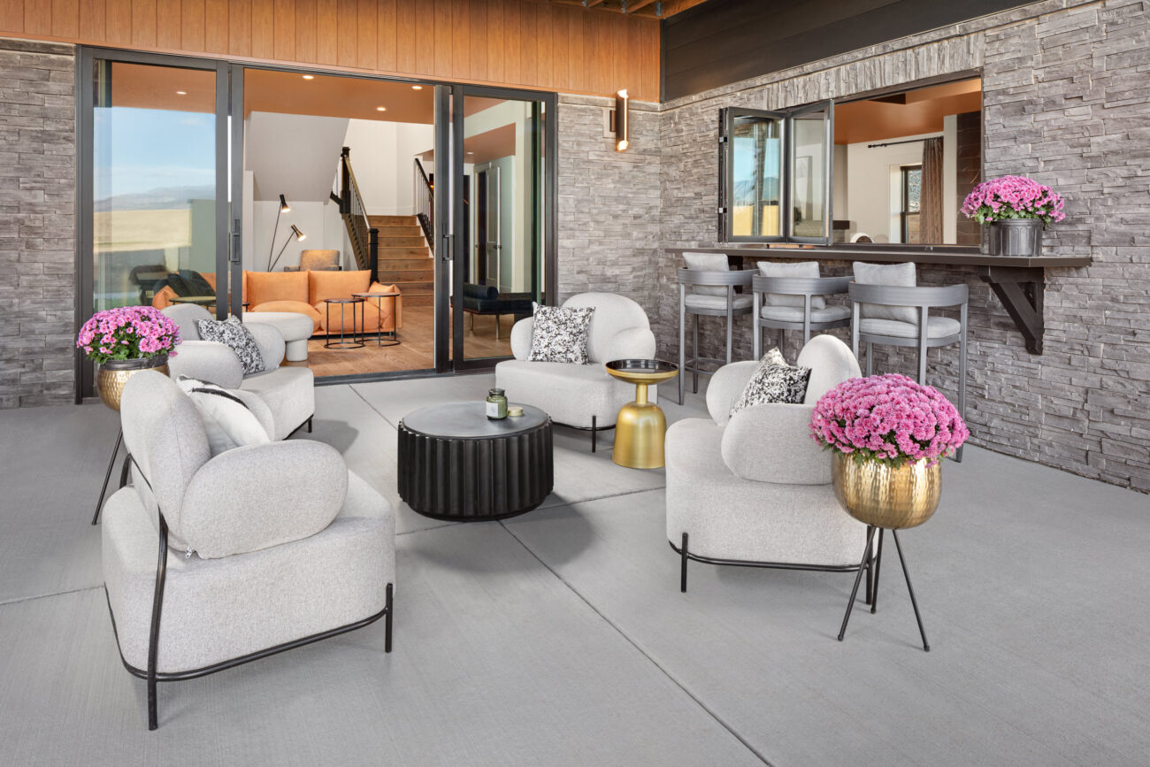 grey stacked stone patio