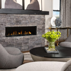 grey stacked stone living room
