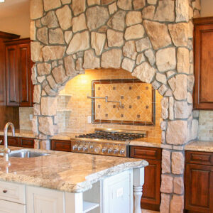 country fieldstone on exterior of home