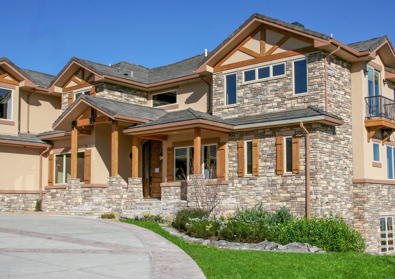country cobble ledge on exterior of home