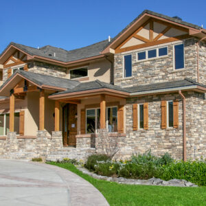 country cobble ledge on exterior of home