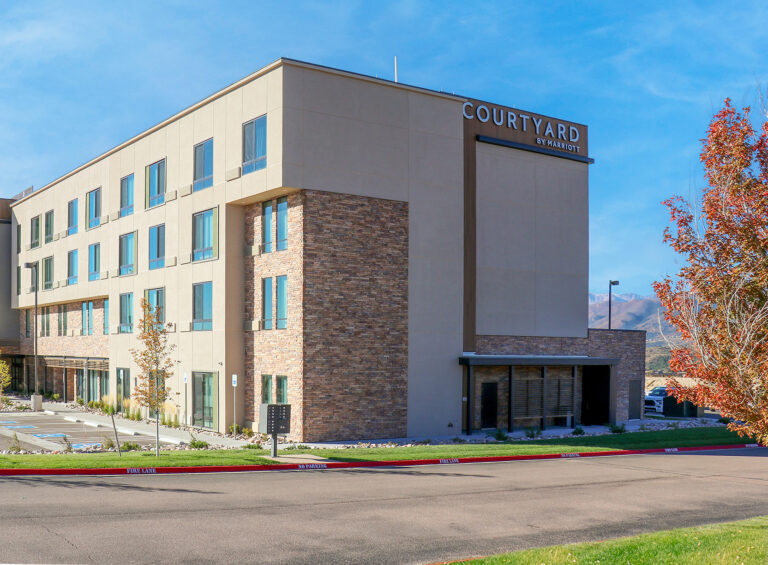 dry stack ledge on exterior of courtyard marriott