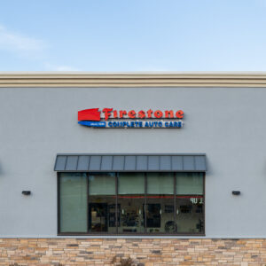 ledge stone veneer on firestone exterior