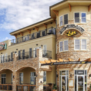 ledge on exterior of restaurant and brewery