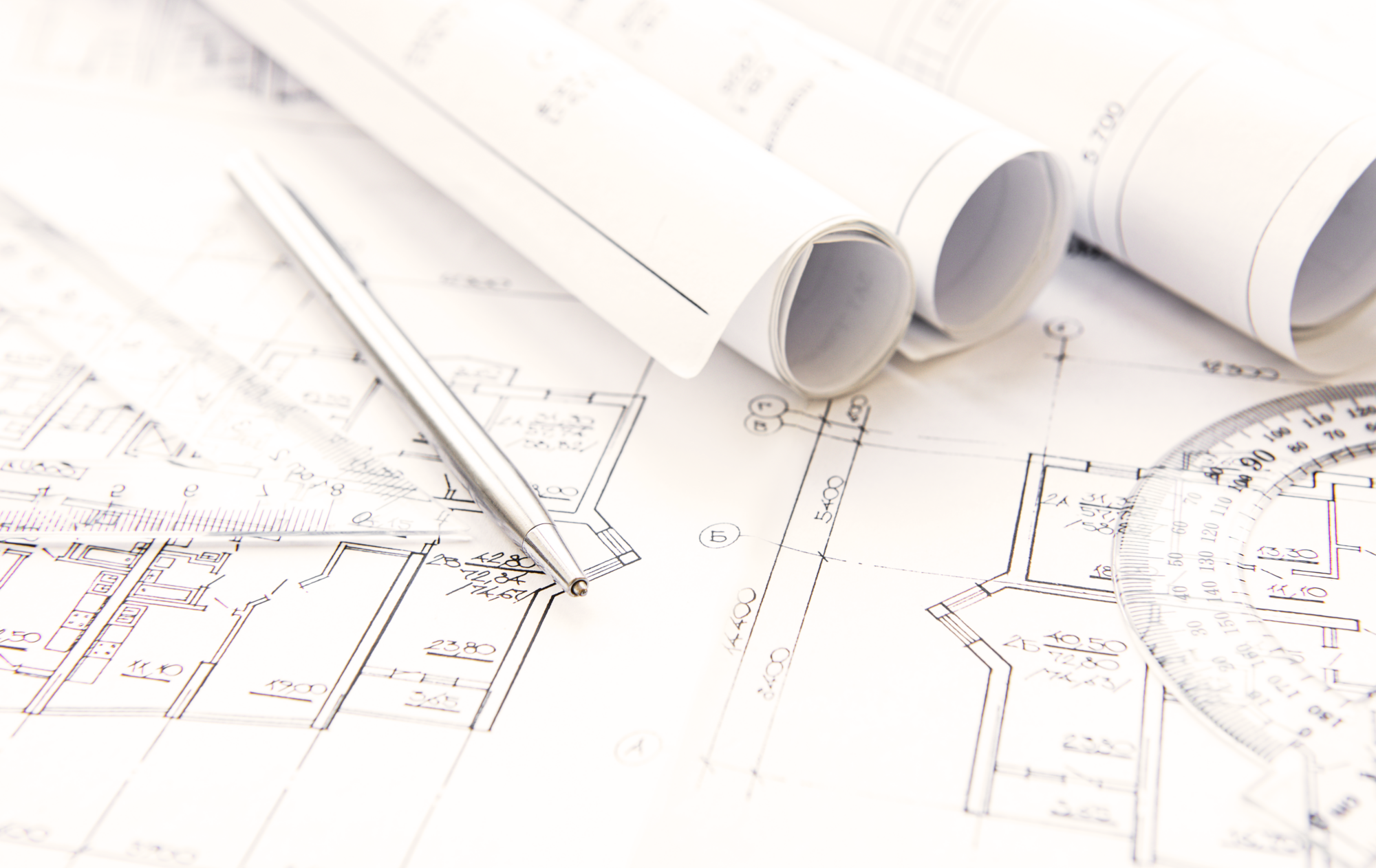 architect workplace top view