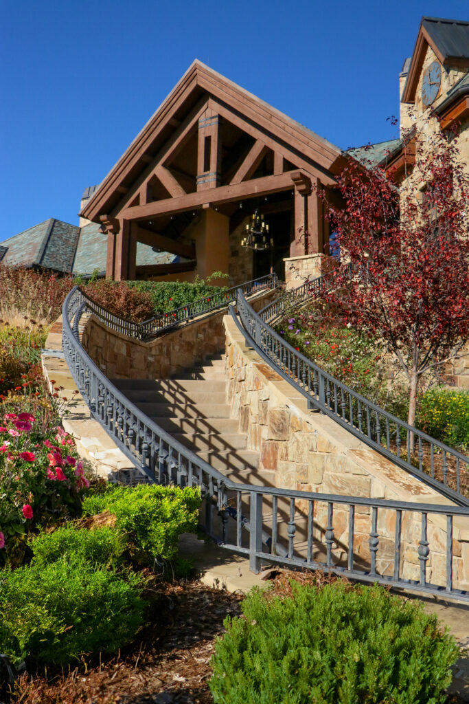 natural stone staircase at colorado golf club