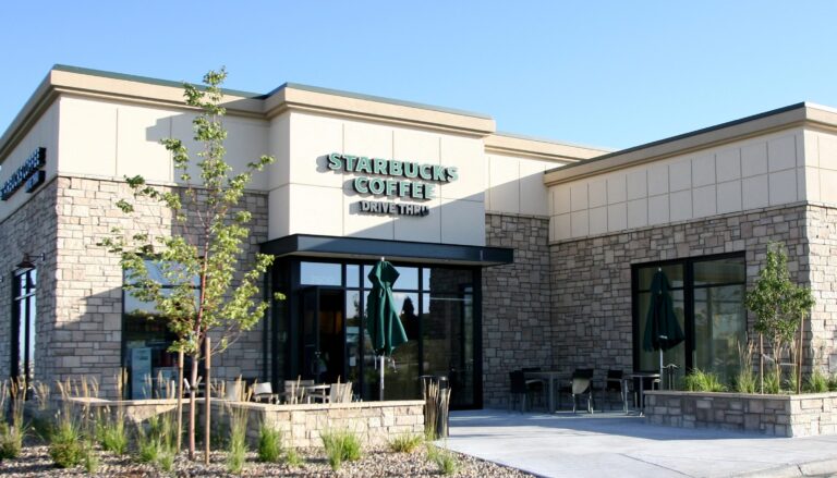limestone on exterior of starbucks