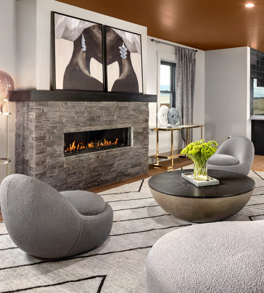 interior stone veneer fireplace