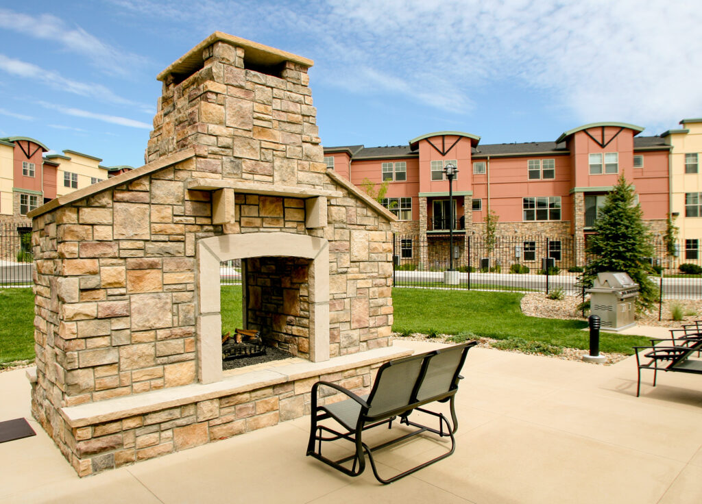 trim stone on outdoor fireplace