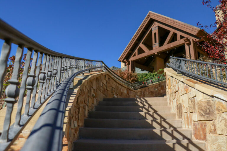 colorado gulf club outdoor staircase with natural stone