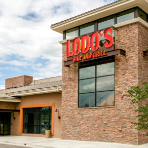 lodo's bar and grill with ledge stone veneer