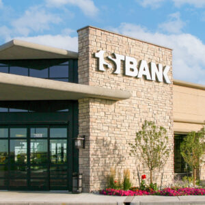 1st bank exterior with limestone