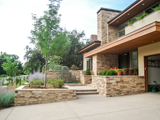 natural cobble on exterior of home