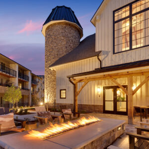 cobble on exterior of apartment complex
