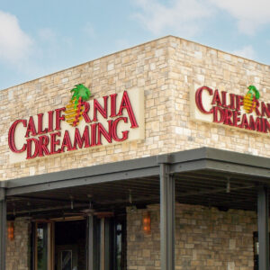cobble on exterior of california dreaming restaurant