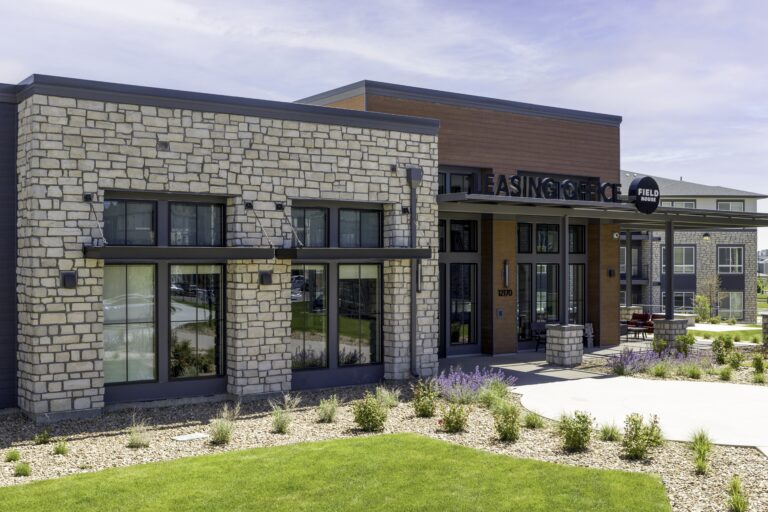 ash cobble commercial field house apartments sunset stone veneer