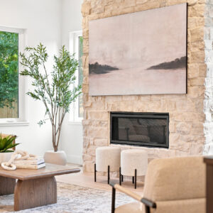 interior fireplace with marcona cobble stone veneer